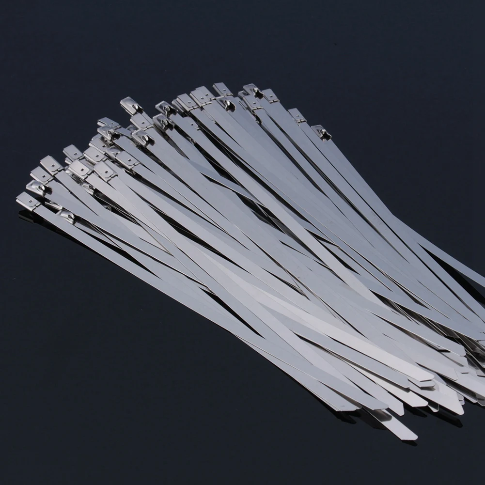 Metal Cable Tie Stainless Steel Multipurpose Self Locking Metal Cable Ties for Machinery Industrial 0.18x0.009x7.87in