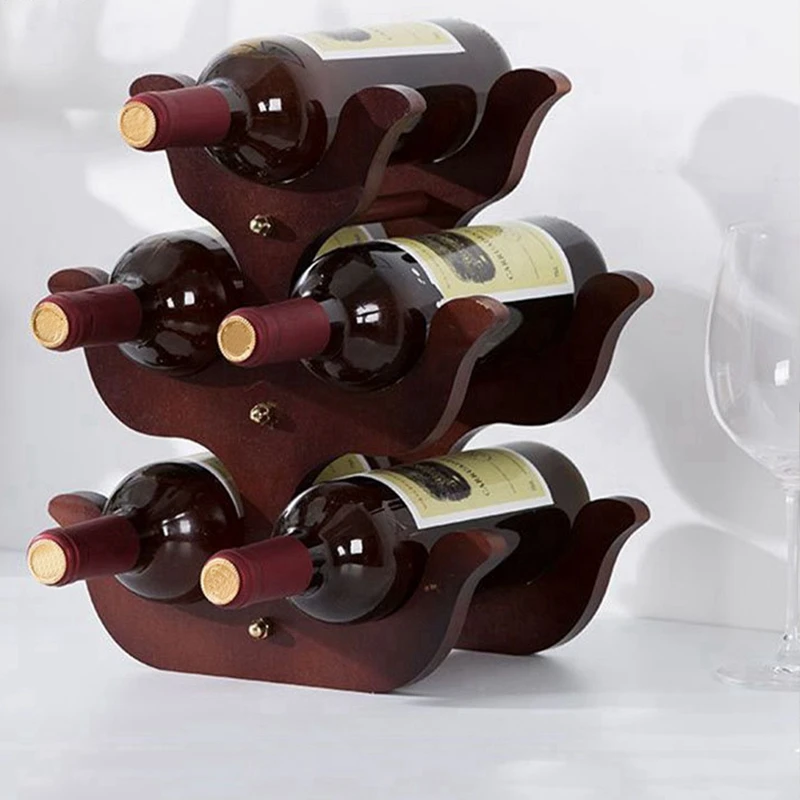 Soporte de madera para vino, estante de almacenamiento de champán y cerveza, estante de exhibición para Bar doméstico para whisky, decoración europea para el hogar Retro