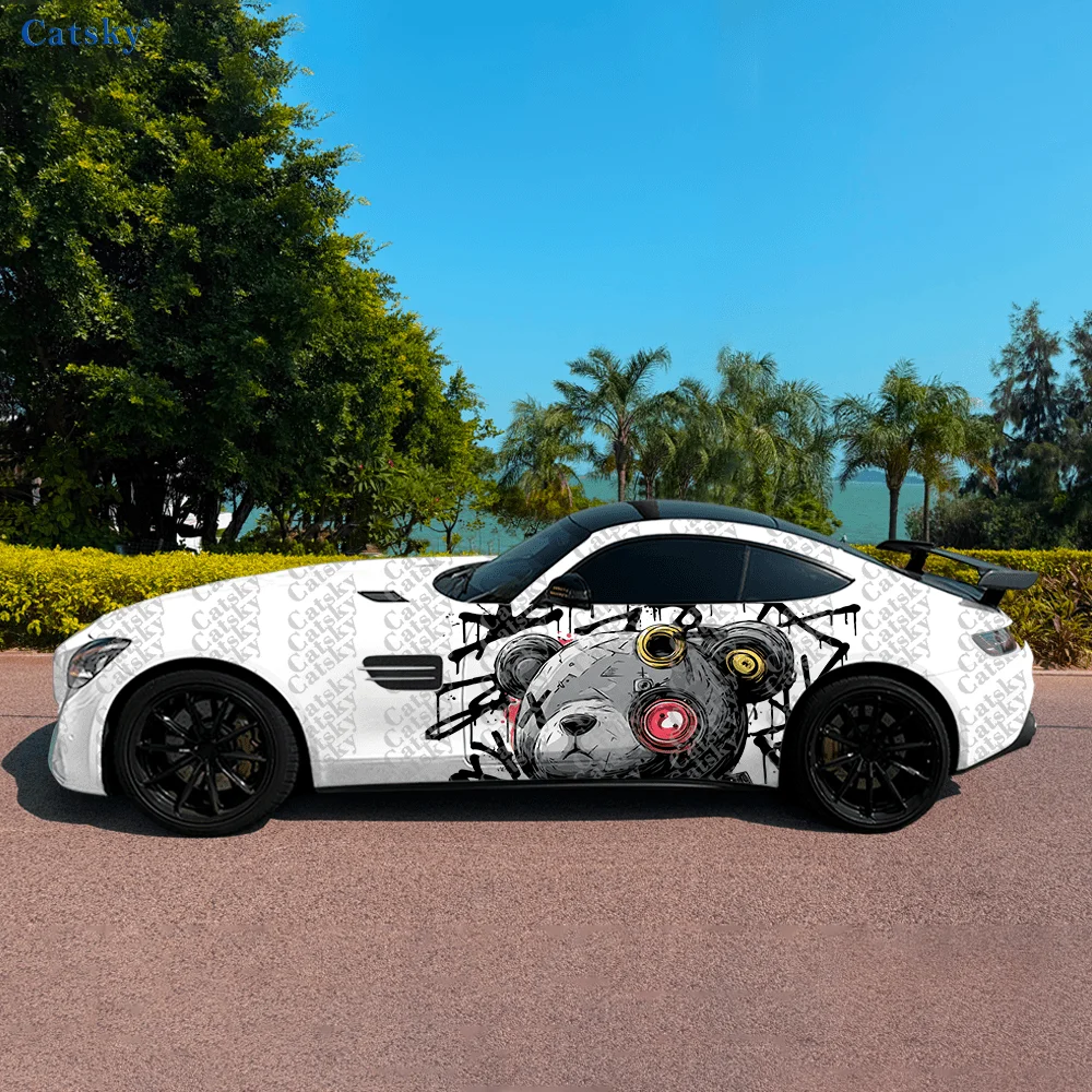 

Cyberpunk Tech Teddy-Bear Car Side Sticker Decor,PVC Waterproof Scratch Resistant Decal,Car Protection,Auto Accessories Gift