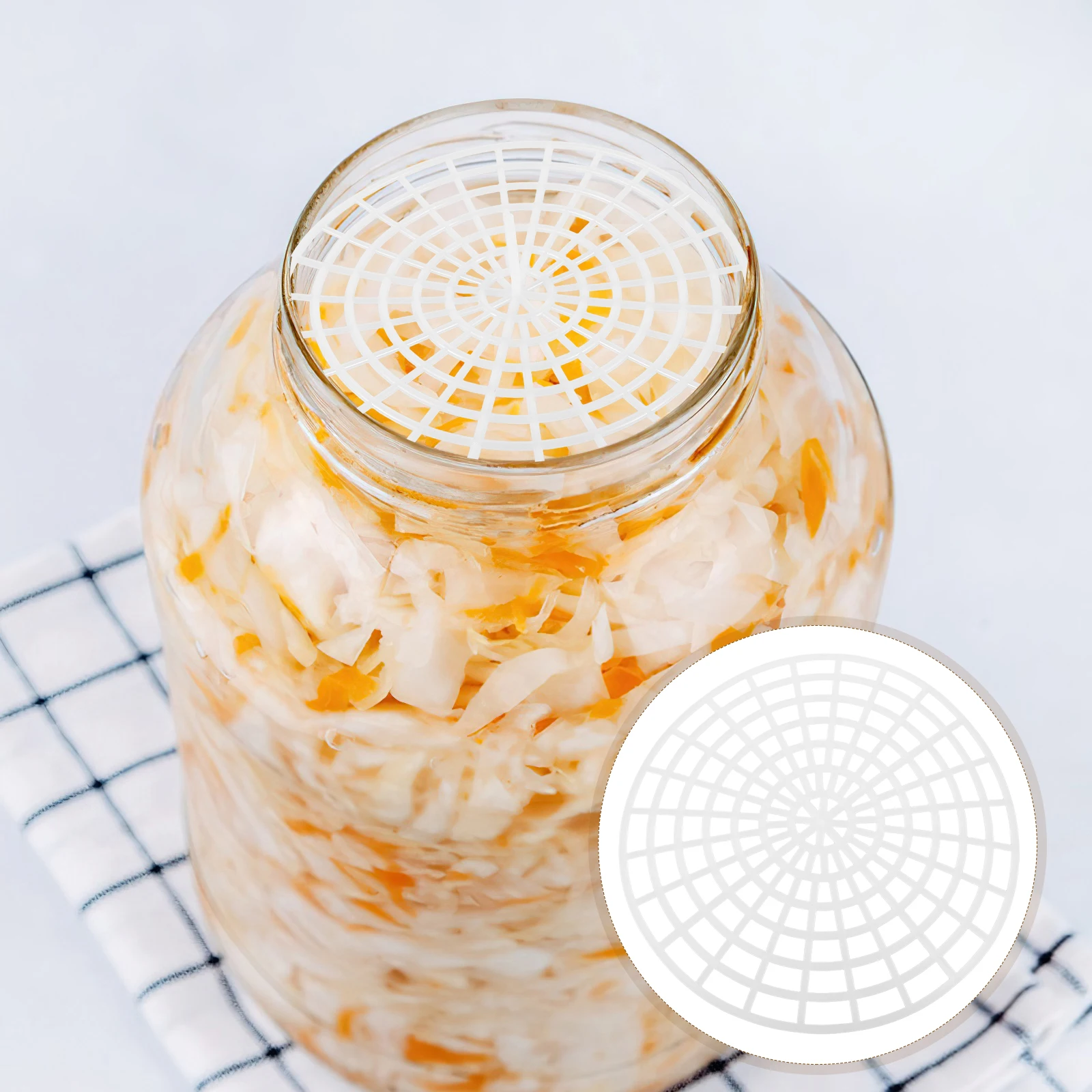 

2PCS Vegetable Press Fermenting Jar Supplies Mason Pickle Plate Plastic Weights Canning Round Mesh Design Portable Enhance