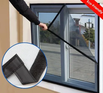 Schwarzes Fenster-Moskitonetz, selbstklebend, Anti-Mücken-Fenstergitter, Netz, Anti-Insekten-Luft-Tüll, unsichtbare Mücken und Fliegen