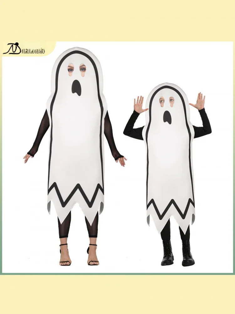 

loween Cosplay Adult Performance Stage Costume Ghost Print Scary Funny Stage Costume High Waist No Sve Polyester Material
