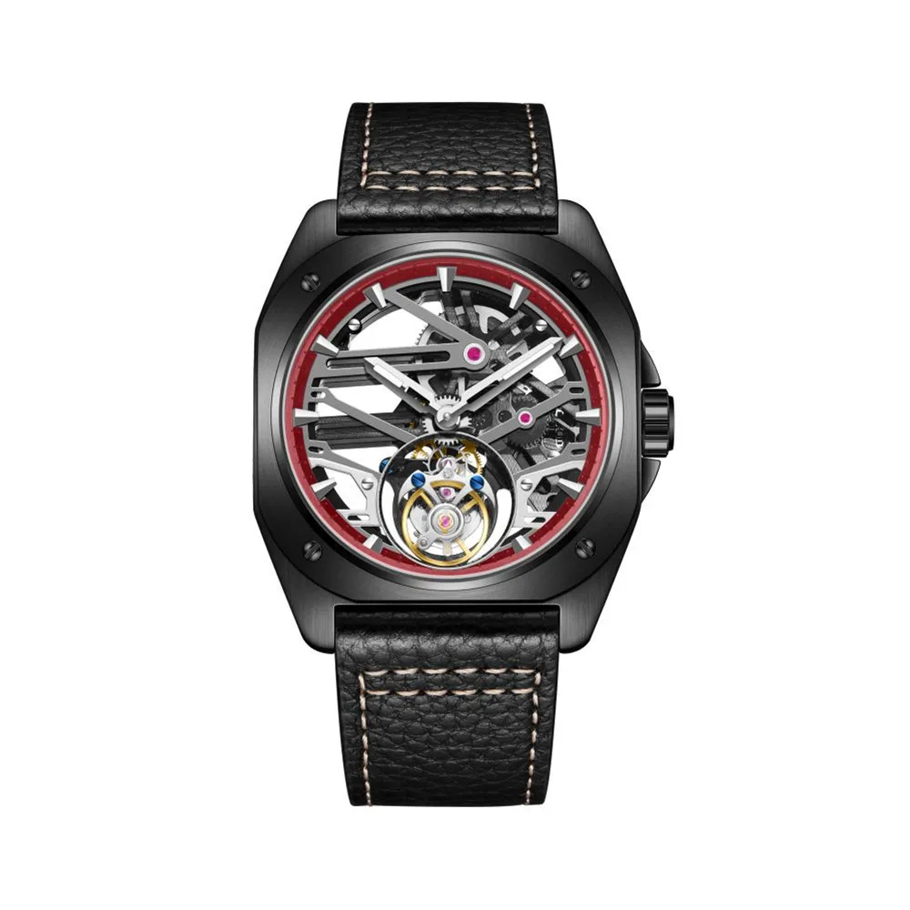 AESOP Luxury Real Tourbillon Skeleton Mechanical Watches Waterproof Watch for Men Stainless Steel Luminous Sapphire Square Case