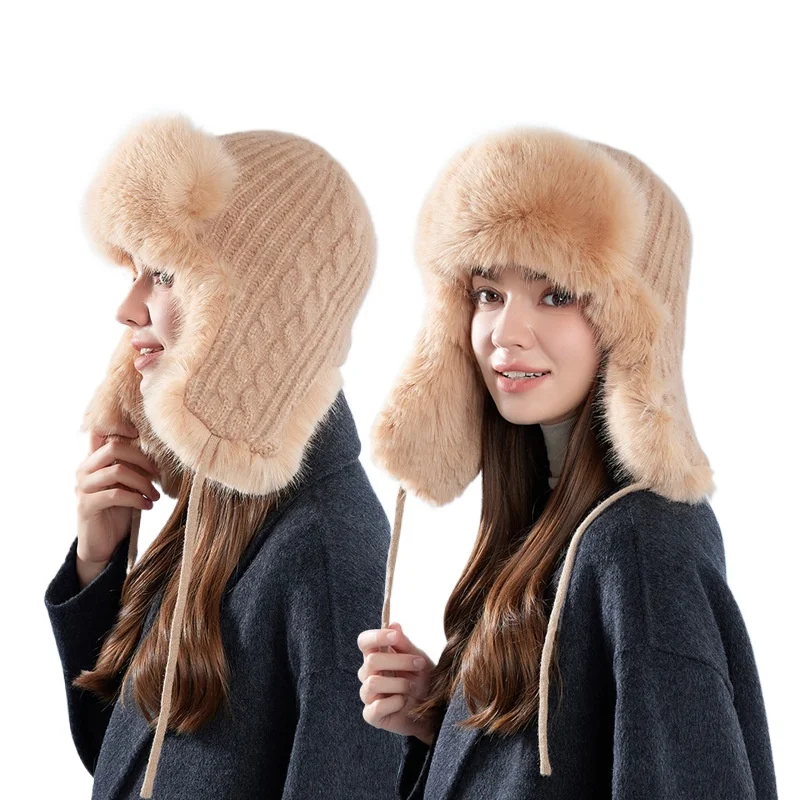 Термальная зимняя шапка-траппер для женщин