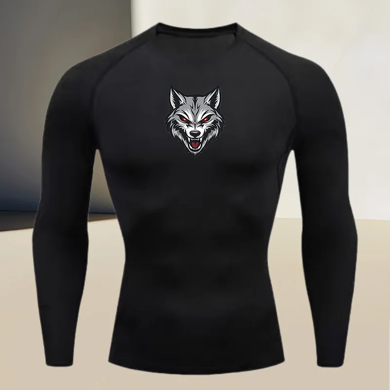 Men's long sleeved round neck thin sports tight fitting quick drying T-shirt, suitable for bodybuilding and physical training