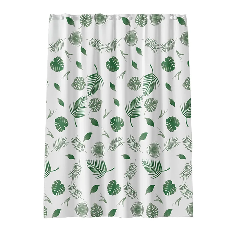 Waterproof Shower Curtain Liner PEVA Bathroom shower Curtains Green Leaves Design Bath Curtain With Hooks Whole Sale New Fashion