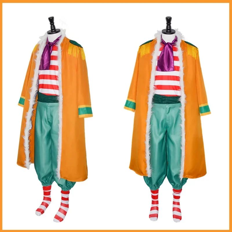 Anime buggy cosplay Bara no mi Chup fruit wig cap yellow cloak stripe T-shirt shoes adult man Christmas suit