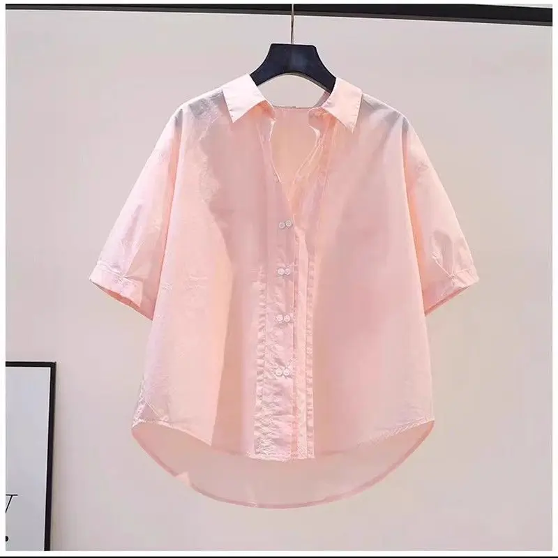 Top Chic Coreano de Algodón Puro para Mujer, Estilo Veraniego, Artístico, Elegante, Moderno y Juvenil