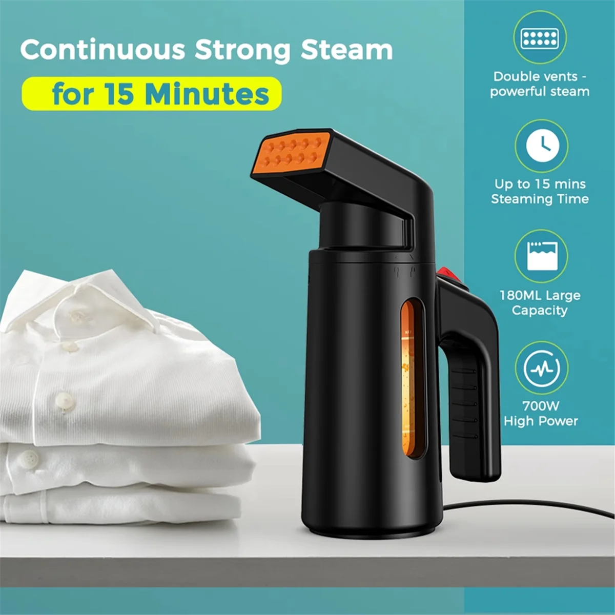 A03R Portable Garment Steamer 700W - Fast 25s Heating, 180ml Capacity, Strong Steam Penetration, Clothes Steamer EU Plug
