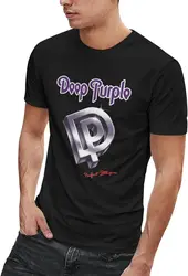 Big Boys Rock Band Deep Music Theme Purple T Shirt Crew Neck Short Sleeve Shirt, Breathable Cotton Tee Top Shirt for Men