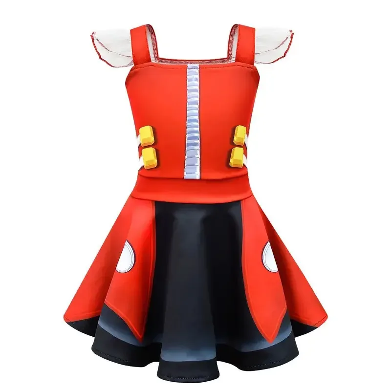 Nuovo AKids Ragazze Sonic Eggman Anime Cartoon Maglia Ruffle Dress Bag Set Outfit Natale Halloween Costume Cosplay 2025 AA