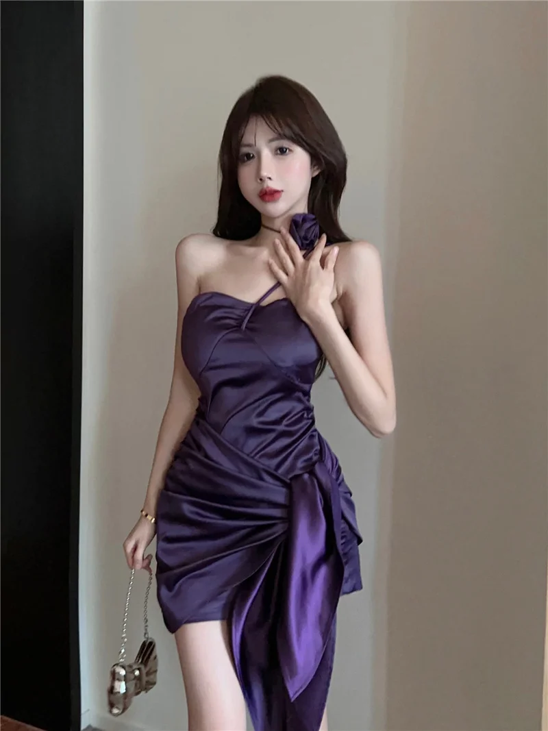 مثير ort الحرير الساتان Ne معلقة الدكتور المرأة الصيف جديد Sle أنيق Strapl الدكتور ألف خط تنورة لون نقي لباس غير رسمي