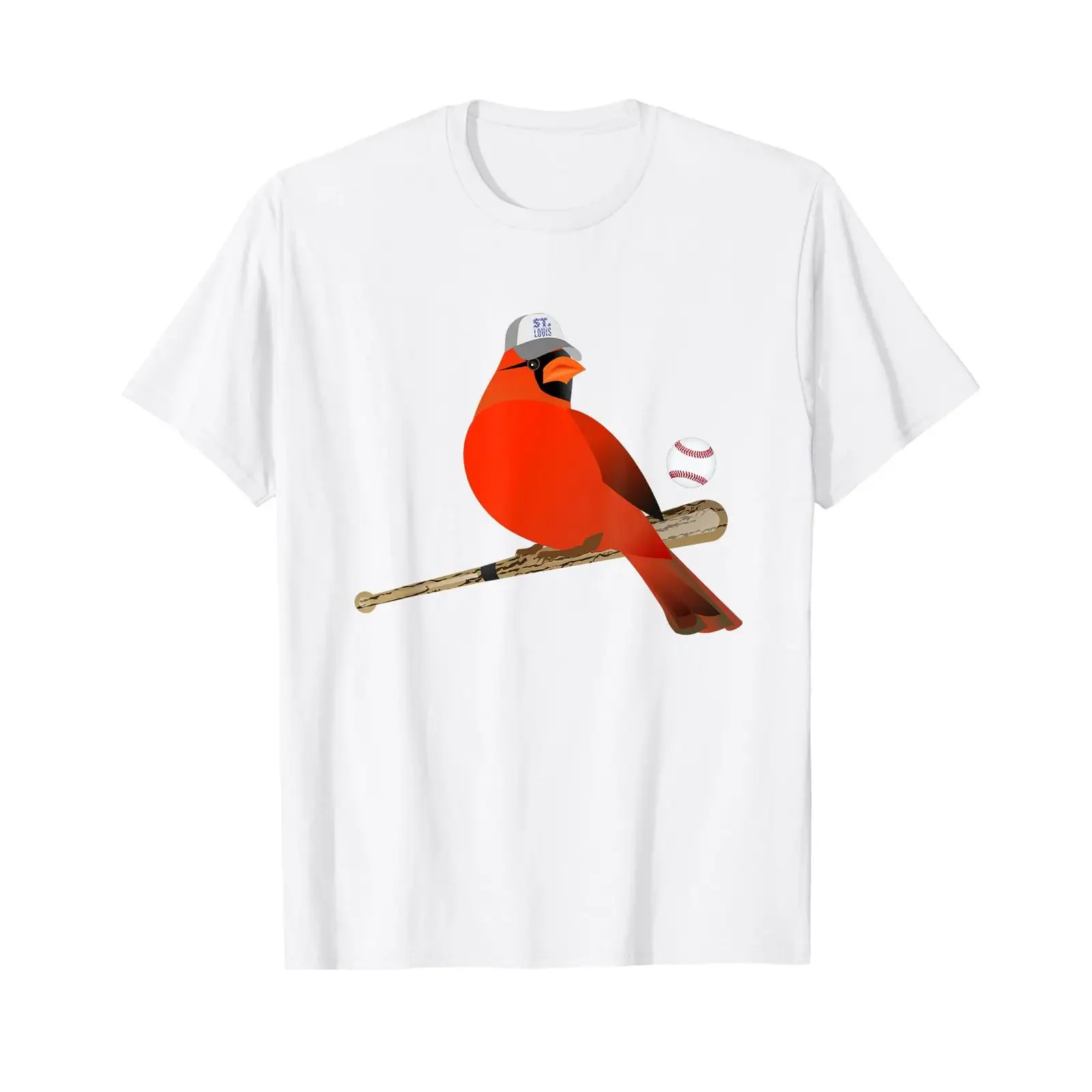 Saint Louis Red Cardinal Funny Bird Design T Shirt vintage Washed fashion designer clothes Stretched Breathable Versatile Soft