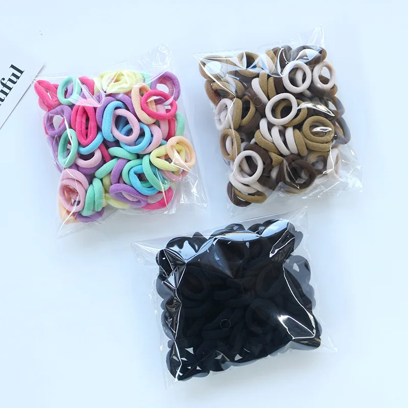 Mini Hair Coils 100pcs Baby Hair Ties Stretchy Towel Scrunchies Soft Candy Colors No Slip Hair Accessories Daily