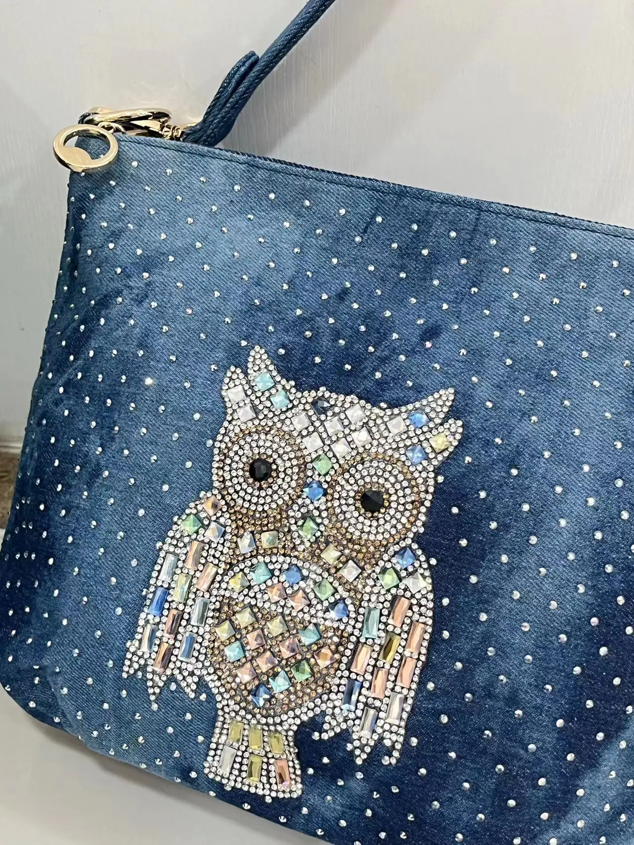 Borsa a tracolla femminile borsa a tracolla in Denim da donna per borsa da donna Sac Fashion Diamonds Owl Bucket Bag