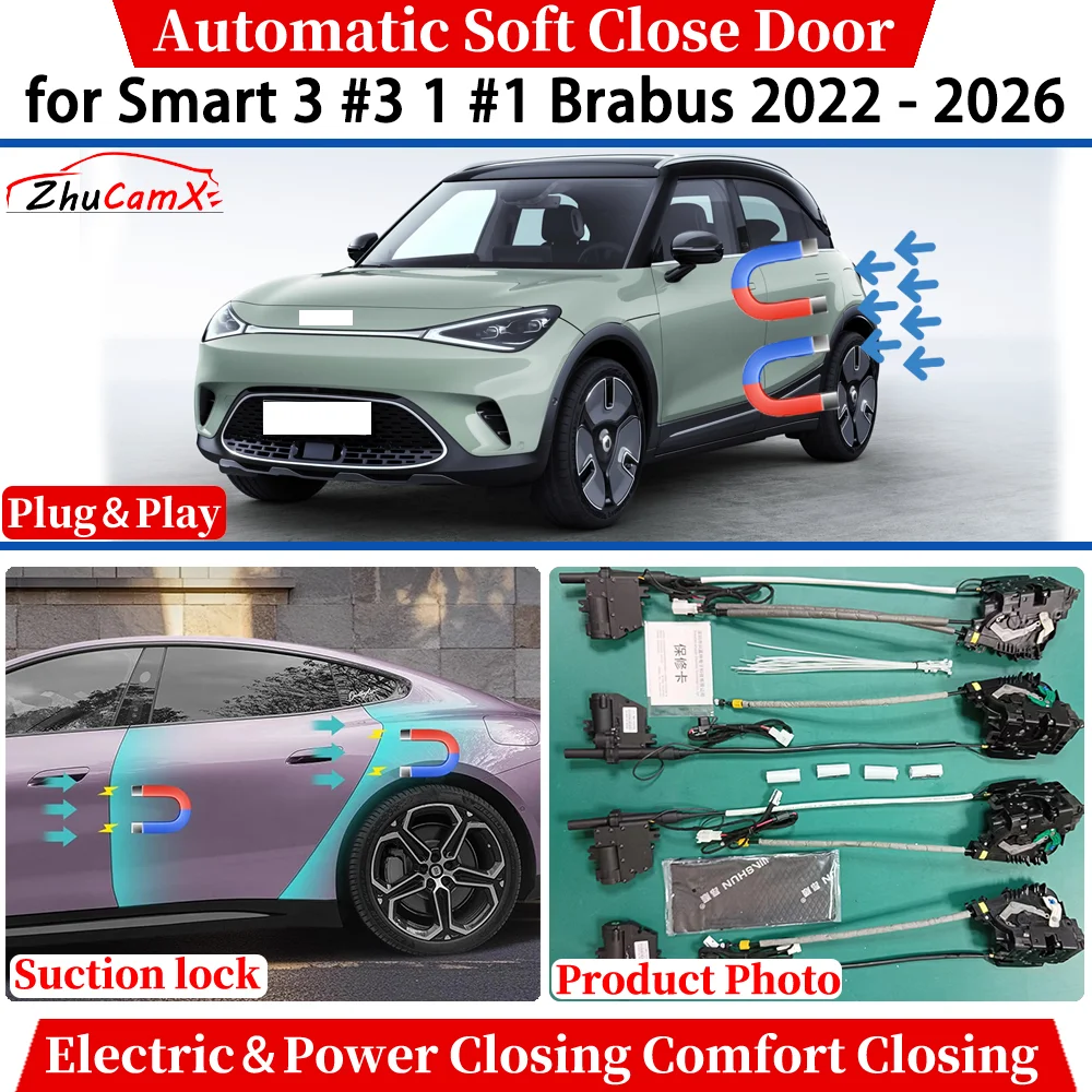 for Smart 3 #3 1 #1 Brabus 2022 2023 2024 2025 2026 Automatic Soft Close Door Electric Power Comfort Closing Suction lock System