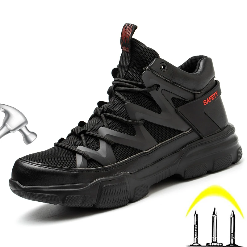

Men's Lightweight Breathable Steel Toe Safety Shoes Indestructible Work Sneakers Anti-Smash Comfortable Male Footwear