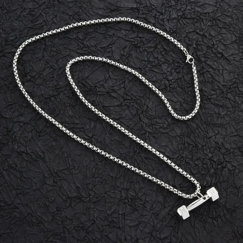 

Dumbbell necklace, men's pendant scene pendant necklace, fashionable and individual couple necklace