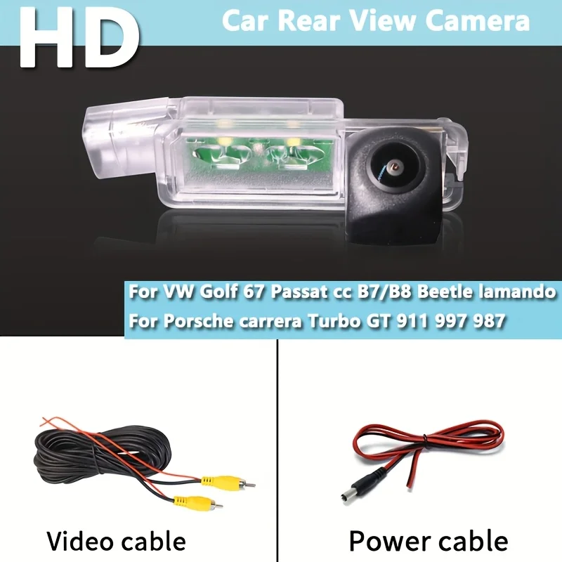 HD Vehicle Backup camera for Vw Golf 6/7 Passat CC B7/B8 Beetle Lamando T-Roc, Night Vision, Wide Angle Easy Installation