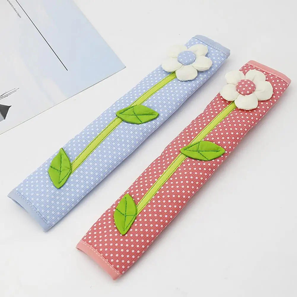 Detailed Appliance Handle Decorations Set of 2 Refrigerator Door Handle Covers with Flower Design Wear Resistant Non-fading