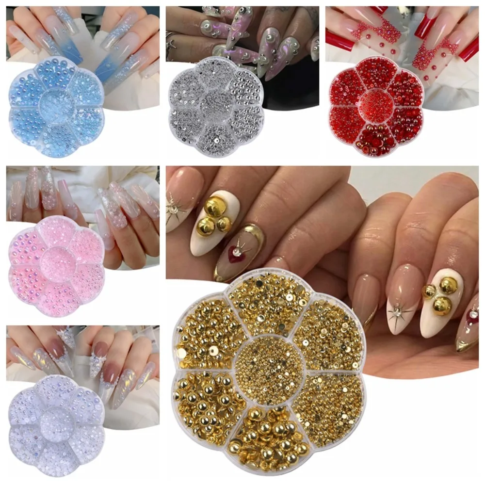 

DIY Nail Charms Pearl Nail Decorations 3D Nail Art Drills Half Round Pearl Pearl Nail Accessories Manicure Ornaments