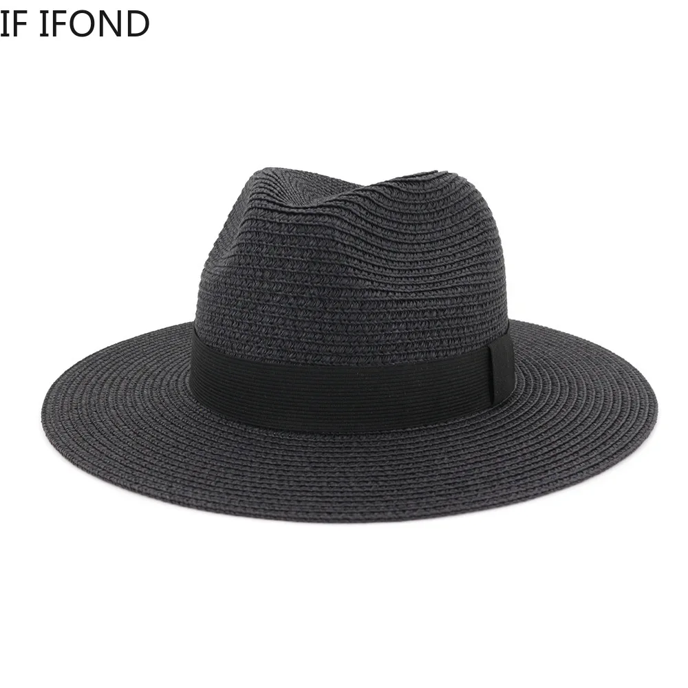 Large Size 60CM Summer Panama Hats For Women Men Wide Brim Beach Jazz Hat Cooling Ladies Sun Straw Hat