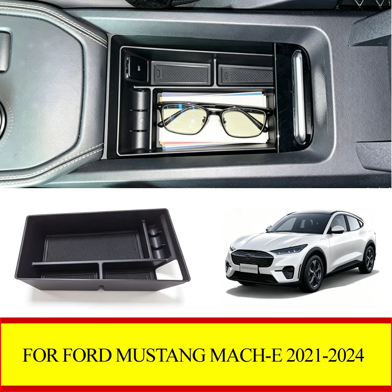 For Ford Mustang Mach-E 2021-2024 Car Armrest Storage Box Central Console Tray Holder Container Organizer Accessories