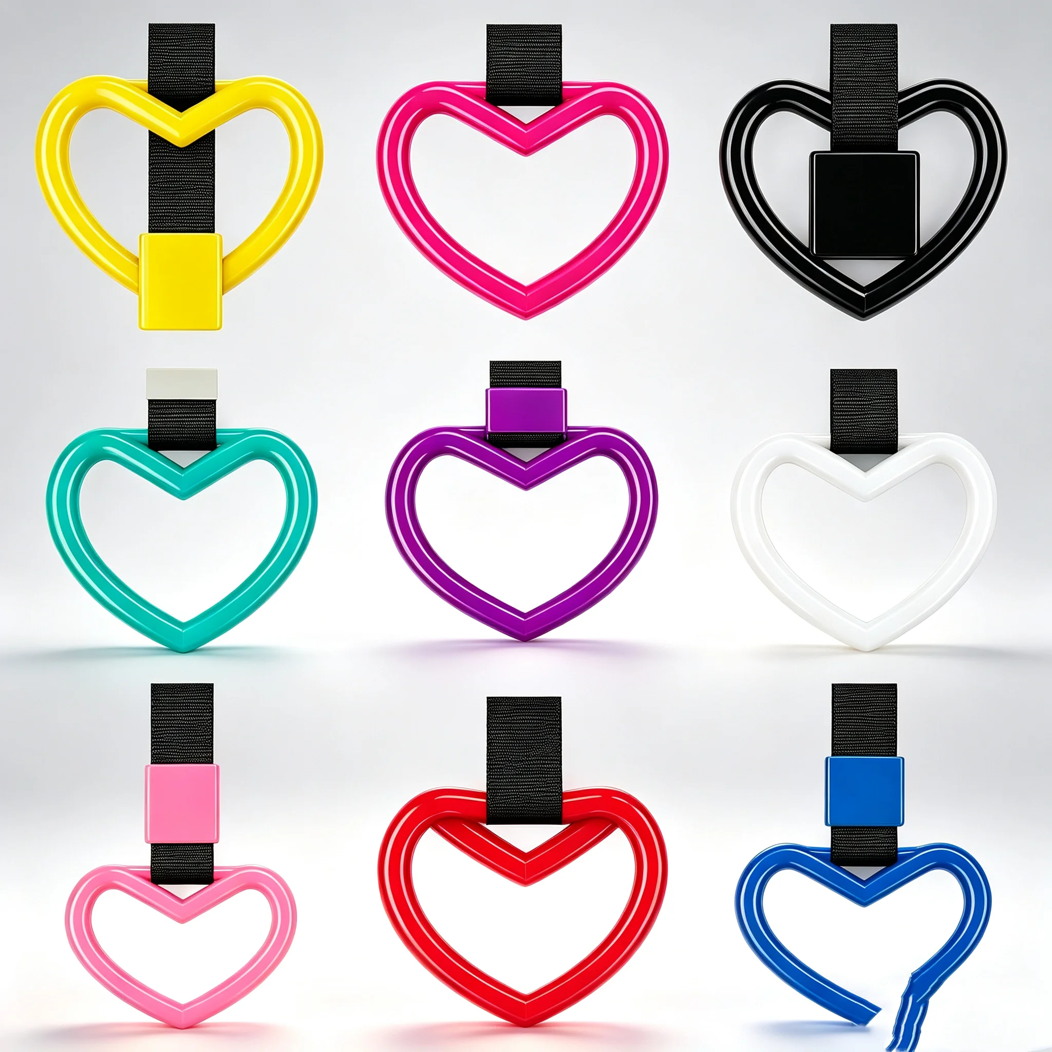 6/3 Pieces in Random Colors, Cute Heart-Shaped Pull-Tab Car Hanging Ornaments, Car Rearview Mirror Decorations, Interior Car Decoration Gifts