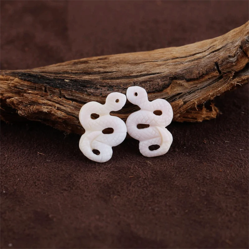 Natural  Shell Snake  Earring Beads for Jewelry Making, Handmade Natural stones beads