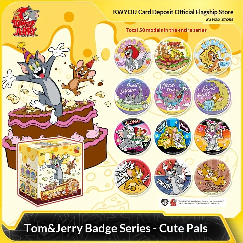 2026 KAYOU Tom and Jerry Cute Partner Series Tinplate Button Badge Official Anime Brooch Pin Collectible Character Accessory
