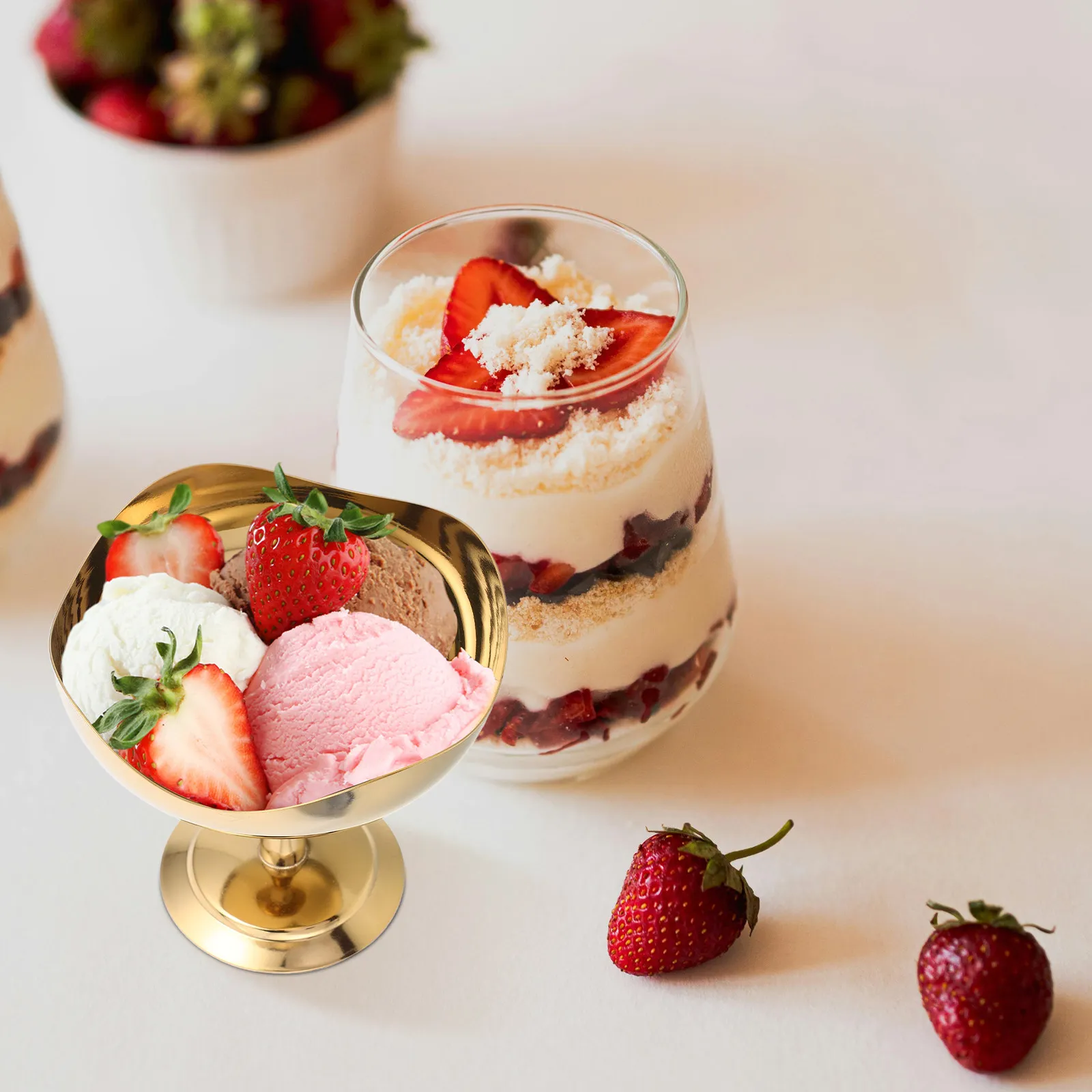 High Shine Stainless Steel Ice Cream Cup Seamless Construction Bpa Free Eco Friendly for Homemade Ice Cream Serving Display