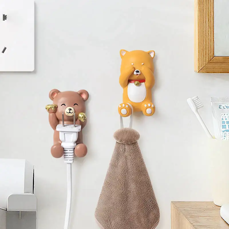 Household Cartoon Key Hanger Cute Animal Resin Wall Hook 3D Hanger Hook Decoration Hook Key Holder Sundries Organizer Accessorie