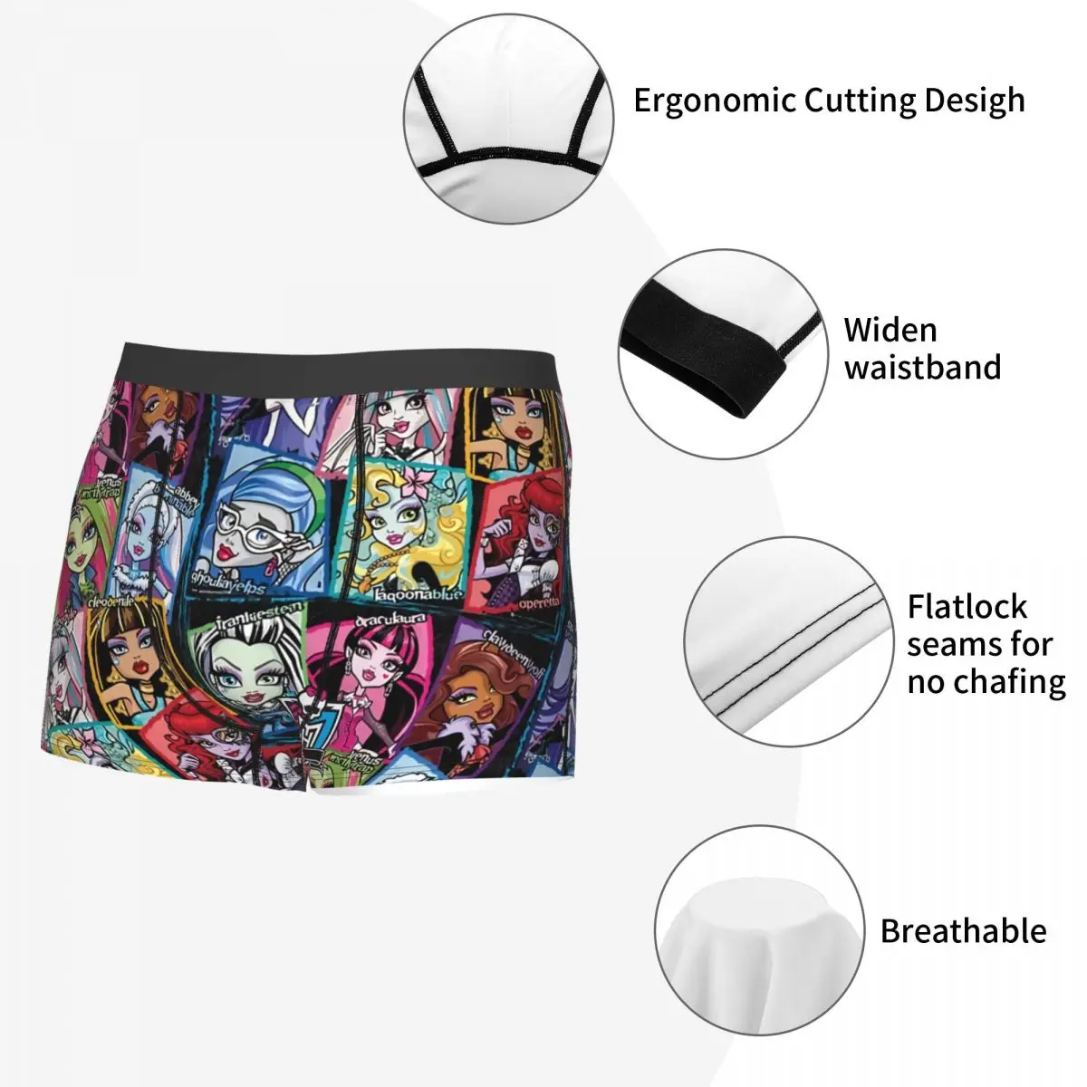 Monster High Doll All Character Underpants Cotton Panties Men\'s Underwear Ventilate Shorts Boxer Briefs