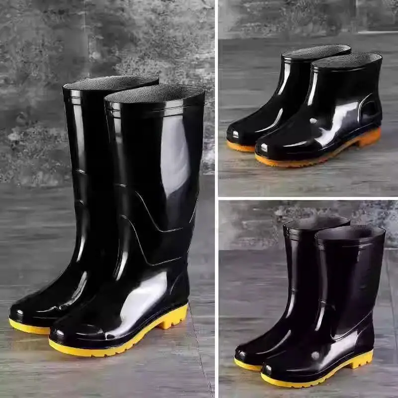 

Men's Anti-Slip Wear-Resistant Thickened High-Tube Rain Boots Cow Tendon Bottom Water Shoes Acid-Base Resistant Car Wash