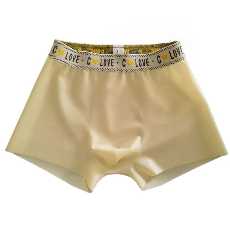 

Фетиш-трусы из латекса для мужчин, сексуальное полупрозрачное резиновое белье, шорты-боксеры с U-образным выпуклым карманом для мошонки, эротическое ночное белье