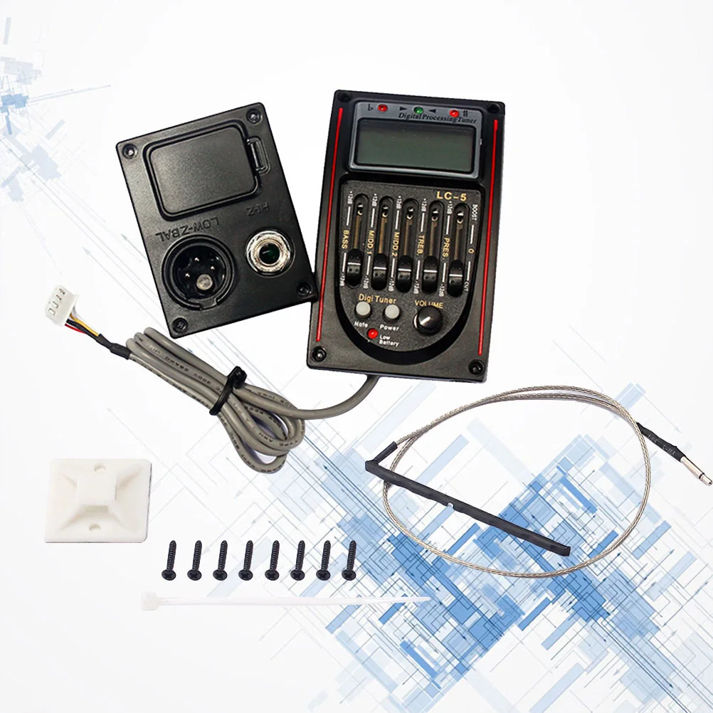 

Lc-5 5-Band Guitar Preamp Red Eq Piezo Pickup No Black Acoustic Classical Guitar Equalizer Tuner Amplifier For Sound