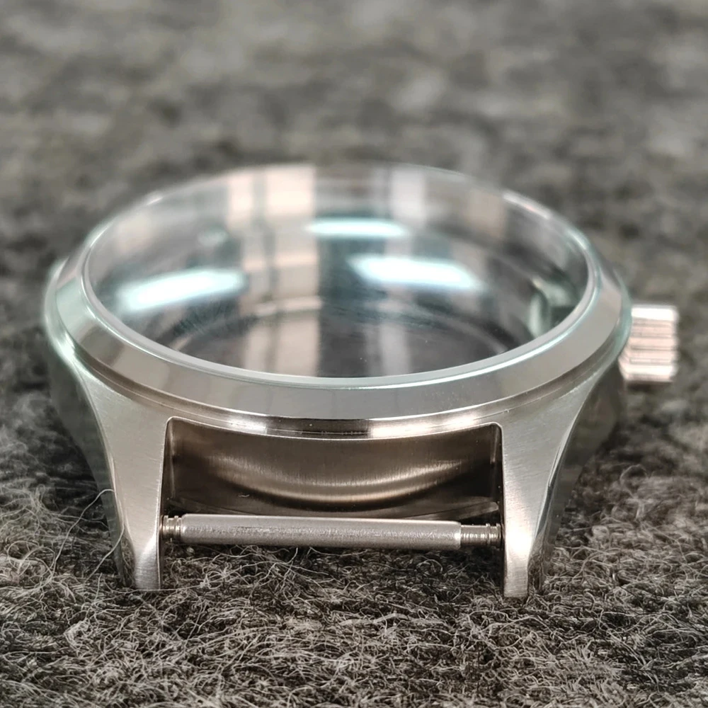 Polished Brushed Watch Case Solid 316L Stainless Steel Arc Sapphire Glass Case for NH35 NH36 Automatic Movement Fits 33.5mm Dial