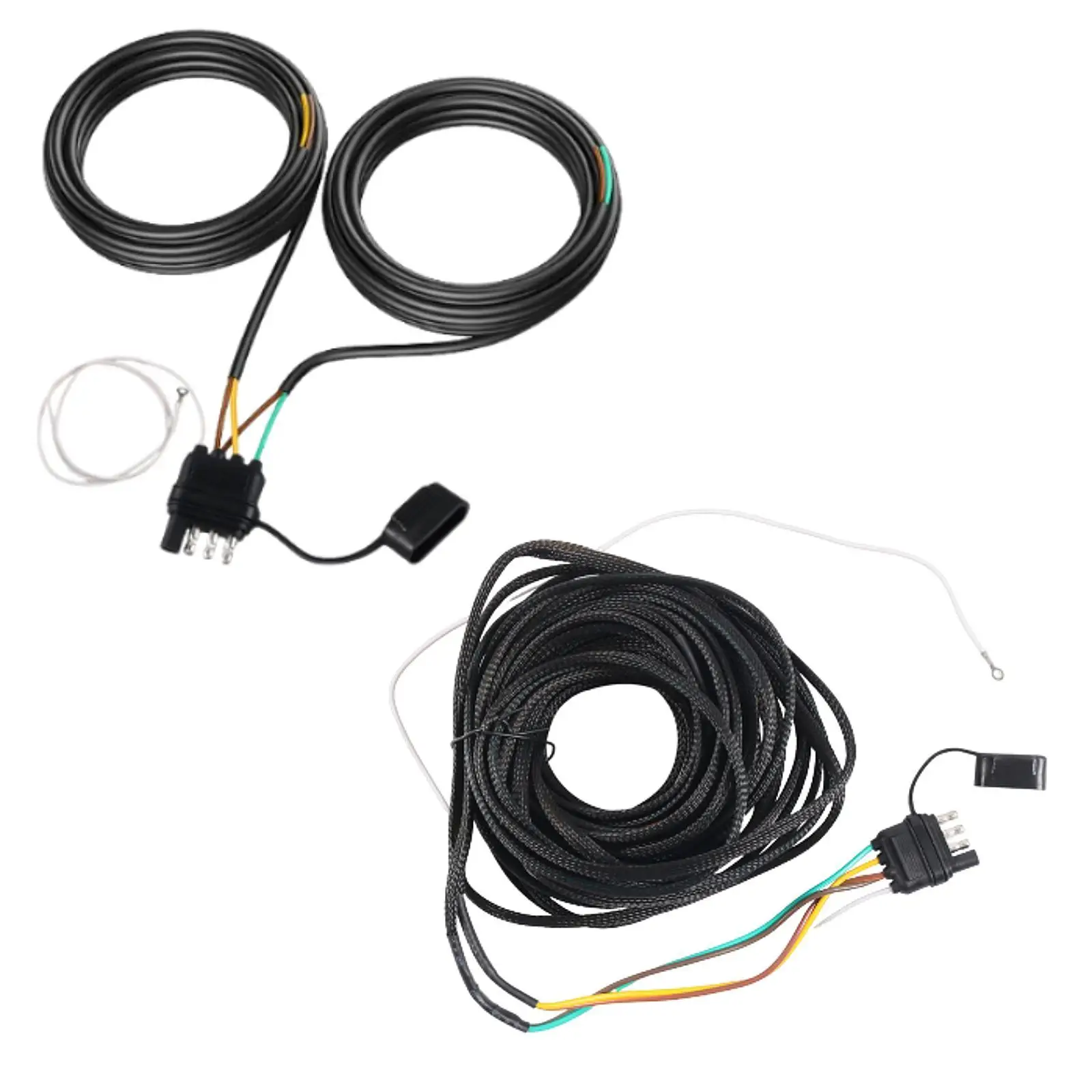 Long Lasting PVC Trailer Wiring Harness 26FT Light Cable Kit with Heat Shrink Compatibility for Trailers and Boats