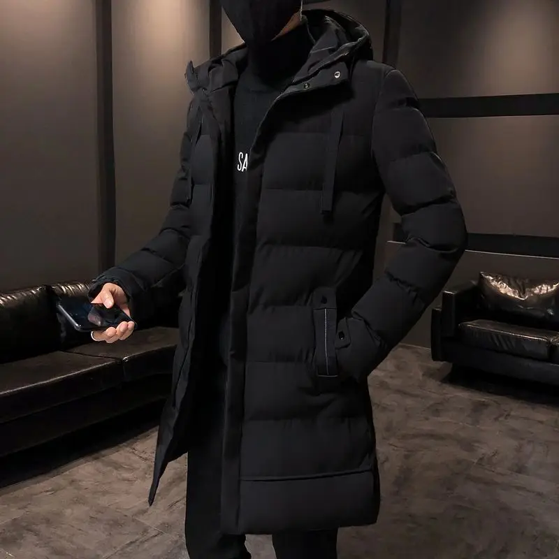 

Down Winter Warm Thickened Coats Young Men's Medium and Long Cold-proof Coats Tops Cotton-padded Down Jacket Men Coats