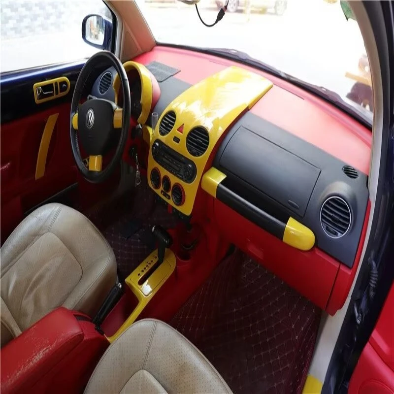 LHD  For Volkswagen Beetle 2003-2011 ABS yellow Center Control  gear Panel window swtich steering wheel Cover Inner Accessories