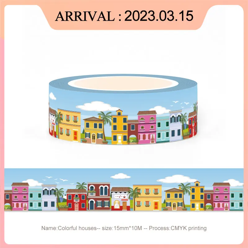 NEW Bulk 10PCS. Cute Books Camping Travel Map Seaside Town House Washi Tapes for Scrapbooking Planner Masking Tape Stationery