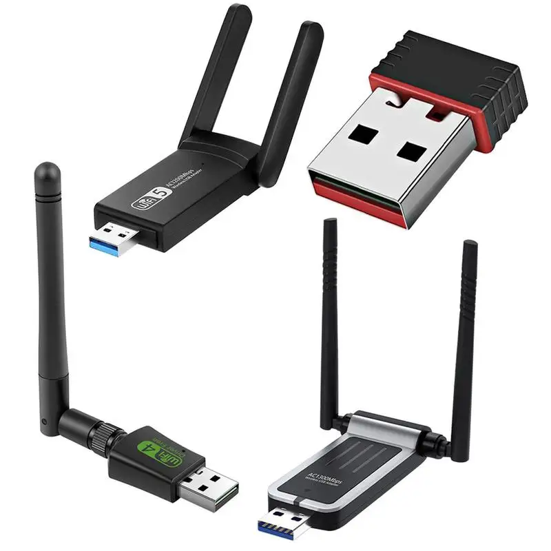 Placa de rede USB sem fio, Dual Band, Receptor para Tablet, PC, Smart TVs, Laptops, Tablets, 2.4G, 150m, 300m, 1200m, 1300m