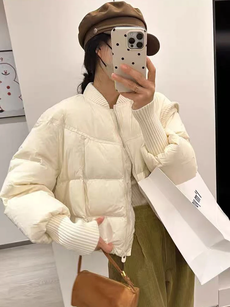 Winter Warm Crop Parker Coat Women Y2K Korean Loose Streetwear Casual Down Jacket Fashion All Match Zipper Bread Outerwear