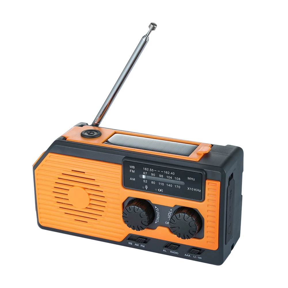 Hand Crank Radio Portable Solar Power Hand Crank Radio AM/FM/WB NOAA Weather LED Flashlight for Outdoor Camping Hiking