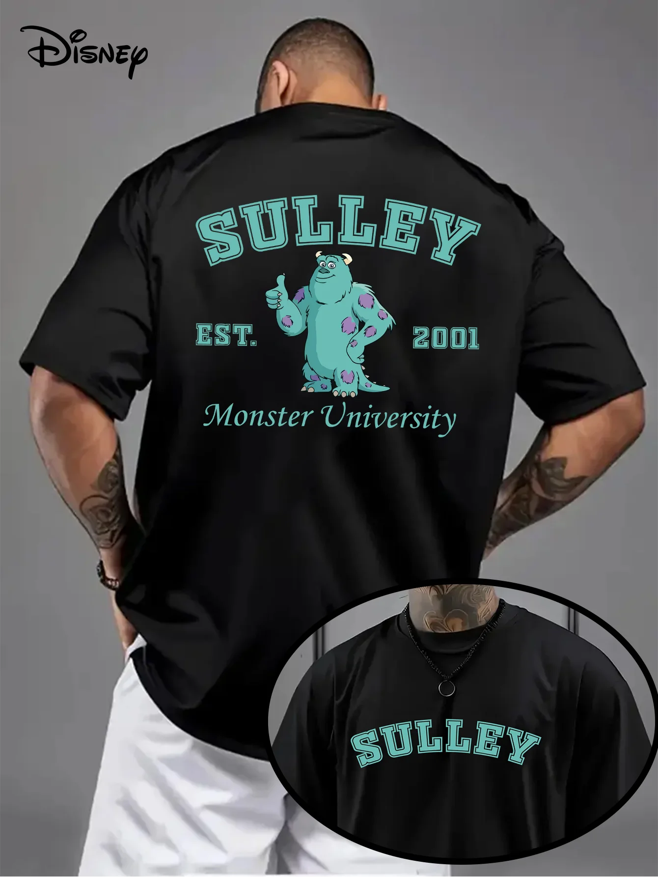 

Disney Cartoon Movie Sulley Printed T-shirt Men's and Women's Summer New Harajuku Oversized Loose Casual Short Sleeved Y2K Top