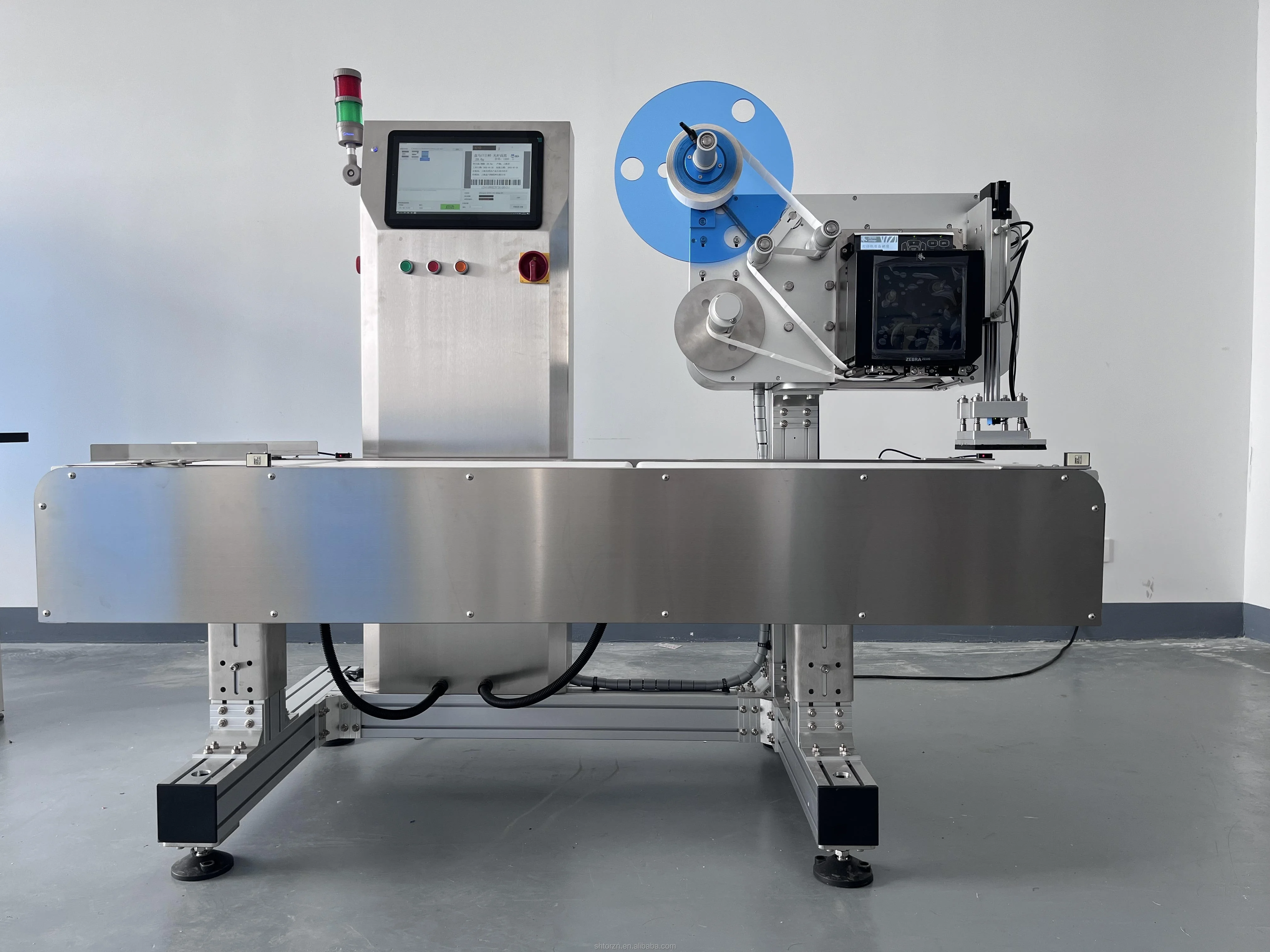 Stainless Steel Automatic Weighing Labeling Machine with Printer for Chemical Industry