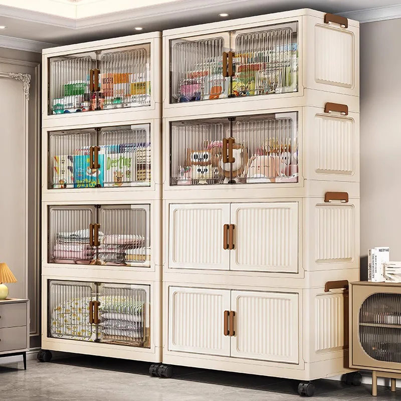 Foldable Storage Cabinet for 45-90 cm Width Plastic Multi-Tier Baby Wardrobe Organizer Folding Shelf Unit Wholesale