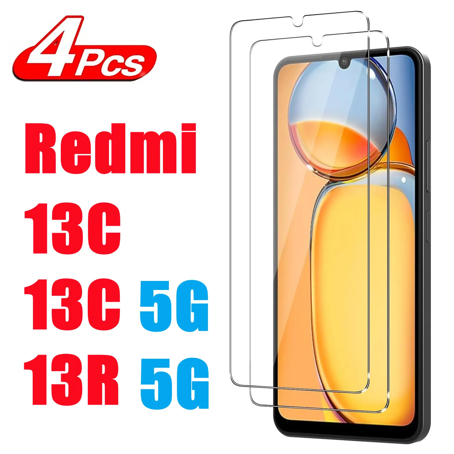 High definition anti drop tempered film HD+ high-quality Tempered Glass For Xiaomi Redmi 13C 13R 5G Screen Protector Glass Film