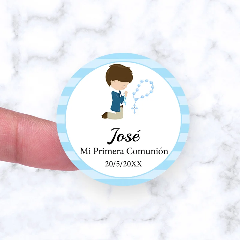3.5cm/4.5cm My First Communion Sticker Boy Girl Mi Primera Comunión Favors Labels Christening & Baptism Stickers