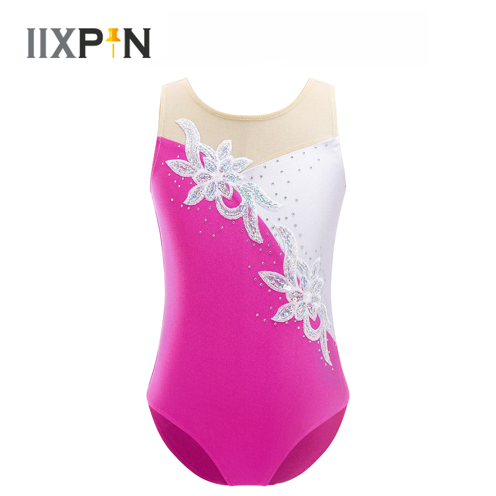 Cô Gái Váy Múa Thể Dục Dụng Cụ Leotard Trẻ Sáng Bóng Kim Sa Lấp Lánh Hình Trượt Băng Trang Phục Áo Lưới Hiệu Suất Dancewear